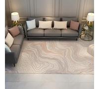 HOBBOY Modern Topographic Contour Rugs Brown Wave Lines and Dots Pattern Low Pile Non Slip Carpet 120 x 180 cm Soft Living Room Hallway Floor Decor