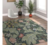 HOBBOY Multicolor Floral Area Rug Green Plants Carpet William Morris Art Floor Rug Washable Rugs for Living Room Dining Room Bedroom 140 x 180 cm