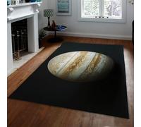HOBBOY Non Slip Washable Rugs Fantasy Black Night Sky Jupiter Pattern Cozy Low Pile Mat for Creative Space Living Study Room Classroom 150 x 210 cm