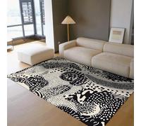 HOBBOY Nordic Style Floor Rugs 160 x 220 cm - Dynamic Black Dots & Organic Lines Pattern Non Slip Low Pile Carpet Ink Splatter Art Living Room Decor