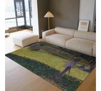 HOBBOY Pointillism Art Carpet 180 x 210 cm Seated Man & Reclining Woman Pattern Area Rugs Washable French Styles Thin Floor Mat Farmhouse Cottage Decor