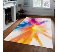 HOBBOY Rectangular Area Rugs Colorful Abstract Watercolor Pattern Cozy Low Pile Carpet for Creative Space Living Room Bedroom Studio 120 x 180 cm