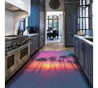 HOBBOY Rug Washable 60x100cm Pink Purple Sunset Palm Area Rug Tropical Ocean Palm Trees Pattern Area Rugs Boho Beach Low Pile Indoor Floor Carpet for Kitchen Home