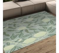 HOBBOY Small Green Carpet Modern Floral Leaf and Pomegranate Design Throw Rugs 210 x 240 cm Washable Foldable Boho Style Living Room Kitchen Mat