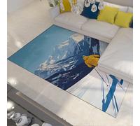 HOBBOY Sports Theme Area Rugs Nordic Style Winter Ski Resort Scenery Thin Door Mat for Living Dining Room Bedroom Dorm Non Slip Washable 120 x 150 cm