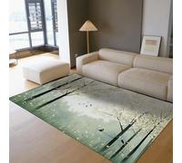 HOBBOY Spring Forest Scenery Area Rugs Fairytale Style Blossoming Flowers Print Thin Carpet for Living Room Balcony Non Slip Washable 180 x 270 cm