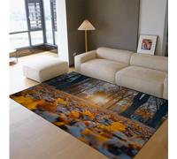 HOBBOY Sunset Area Rugs Autumn Forest Cozy Sunshine Fallen Leaf Pattern Thin Floor Carpet for Living Room Bedroom Kitchen Entrance 90 x 150 cm