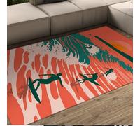 HOBBOY Surfing Silhouette Area Rug Dynamic Wave & Surfer Pattern Thin Floor Mats for Living Room Bedroom Farmhouse Non Slip Washable 120 x 160 cm