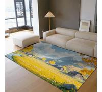 HOBBOY Village Farmhouse Area Rugs Autumn Yellow Wheat Field Scenery Print Non Slip Thin Door Mat for Living Dining Room Bedroom Kitchen 180 x 270 cm