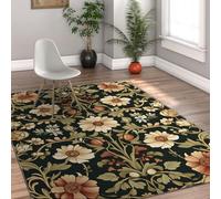 HOBBOY Vintage Floral Area Rug Kitchen 60x90cm Washable Rugs Victorian Botanical Design Rug Traditional Pattern Non-slip Thin Carpets for Living Room Dining