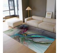 HOBBOY Vortex of Chroma Carpet 90 x 150 cm Abstract Swirling Ribbons Pattern Thin Non Slip Washable Rugs for Geometric Line Art Kitchen Floor Decor