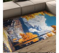 HOBBOY Washable Rugs Autumn Japanese City and Mountain Scenery Print Non Slip Thin Door Mat for Living Room Bedroom Office Restaurant 80 x 150 cm