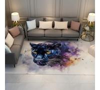 HOBBOY Wild Big Cat Carpet 60 x 100 cm Watercolor Art Leopard Head Print Area Rugs Low Pile Machine Wash for Living Room Sofa Office Floor Decor