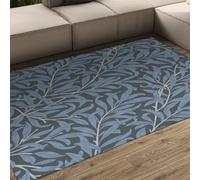 HOBBOY Willow Leaf Design Carpet Soft Low Pile Non Slip Living Room Floor Art Blue and Gray Throw Rugs 120 x 150 cm Washable Foldable Portable Mats