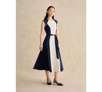 HOBBS Colour Block Midi Skater Dress Dark Navy Mix