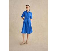 HOBBS Cotton Rich Knee Length Skater Dress Light Blue