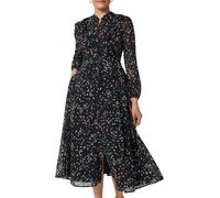 Hobbs Erin Printed Long Sleeve Midi Dress Printed In Black Black 8