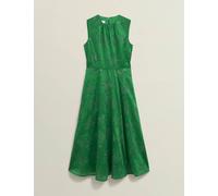 Hobbs female Floral Embroiderd Midi Skater Dress - 12REG - Green, Green