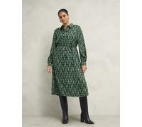 Hobbs female Geometric Collared Midi Shirt Dress - 12REG - Green, Green
