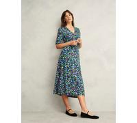 Hobbs female Jersey Floral V-Neck Midi Tea Dress - 12REG - Multi, Multi