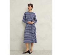 Hobbs female Jersey Geometric Midi Waisted Dress - 10REG - Navy, Navy