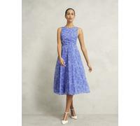 Hobbs female Printed Round Neck Midi Skater Dress - 14PET - Multi, Multi