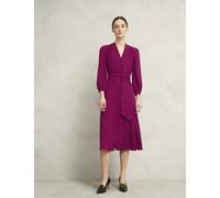 Hobbs female V-Neck Belted Midi Skater Dress - 12REG - Pink, Pink