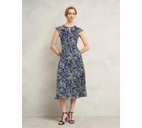 HOBBS Floral Cut Out Detail Midi Skater Dress Blue Mix