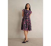 HOBBS Floral Embroidered Knee Length Skater Dress Blue Mix