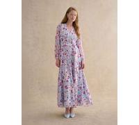 HOBBS Floral V-Neck Maxi Skater Dress Blue Mix