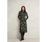 HOBBS Jersey Floral Midi Waisted Dress Green Mix