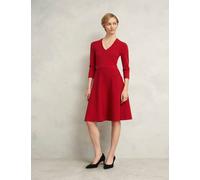 HOBBS Knitted V-Neck Knee Length Skater Dress Red