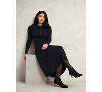 HOBBS Knitted Zip Neck Midi Dress Black