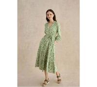 Hobbs London Amaris Cotton Blend Dress GREEN CREAM AMAZONITE