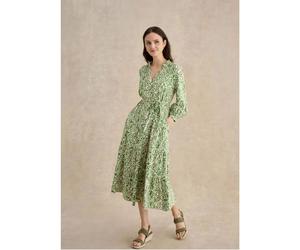 Hobbs London Amaris Cotton Blend Dress GREEN CREAM SIZE 12