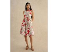 Hobbs London Beki Cotton Dress RED MULTI SIZE 18