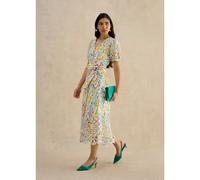 Hobbs London Christie Linen Blend Dress Standard WHITE MULTI SIZE 16