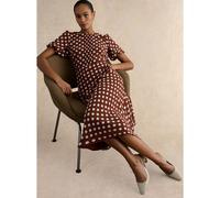 Hobbs London Dorothy Spot Dress BROWN,IVORY SIZE 10