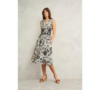 Hobbs London Teagan Linen Dress IVORY NAVY AMAZONITE