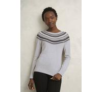 Hobbs London Women's Greta Sparkle Fairisle Jumper in Light Grey | Size: Small Hobbs London Light Grey S