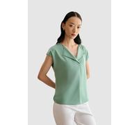 Hobbs London Women's Sylvie Satin Front V-Neck Top in Mint | Size: Medium Hobbs London Mint M