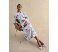 HOBBS Lyocell Rich Floral Midi Skater Dress Blue Mix
