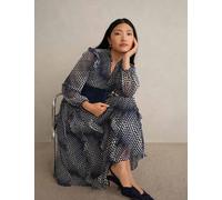 HOBBS Polka Dot Ruffle Knee Length Wrap Dress Cream