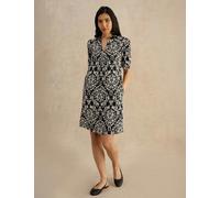 HOBBS Printed Knee Length Shift Dress Black Mix