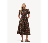 HOBBS Pure Cotton Floral Midi Shirt Dress Brown Mix