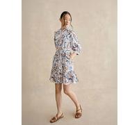 HOBBS Pure Cotton Paisley Mini Tiered Dress White Mix