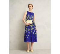 HOBBS Sheer Floral Midi Skater Dress Blue Mix