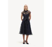 HOBBS Sheer Polka Dot Knee Length Shirt Dress Blue