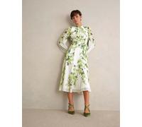 HOBBS Silk Floral Knee Length Shift Dress White Mix