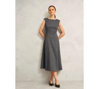 HOBBS Textured Boat Neck Knee Length Skater Dress Black